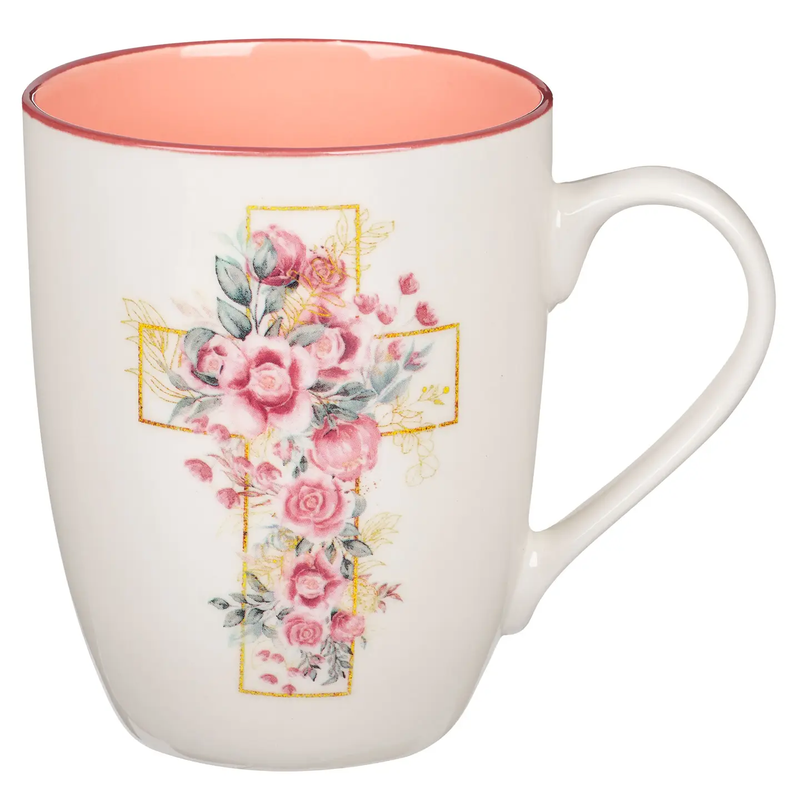 Mug Pink Floral Cross