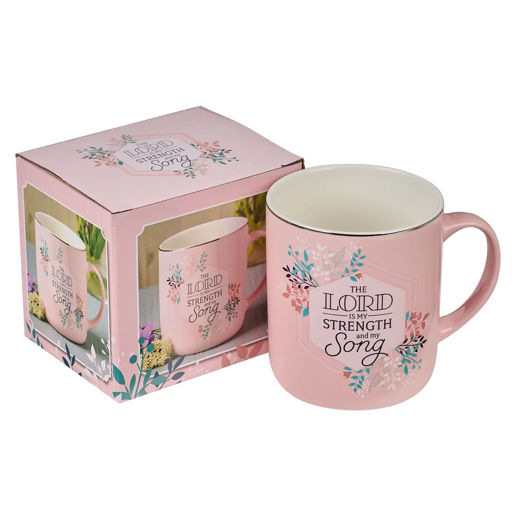 Mug White/Pink Leaves the Lord Is My Strength