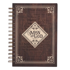 Man of God Large Wirebound Journal in Brown - 1 Timothy 6:11
