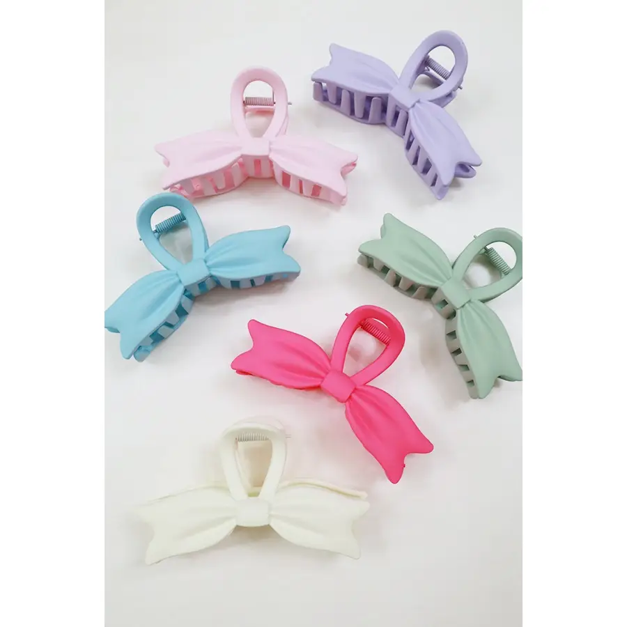 Pastel Matte Ribbon Bow Hair Claw Clip