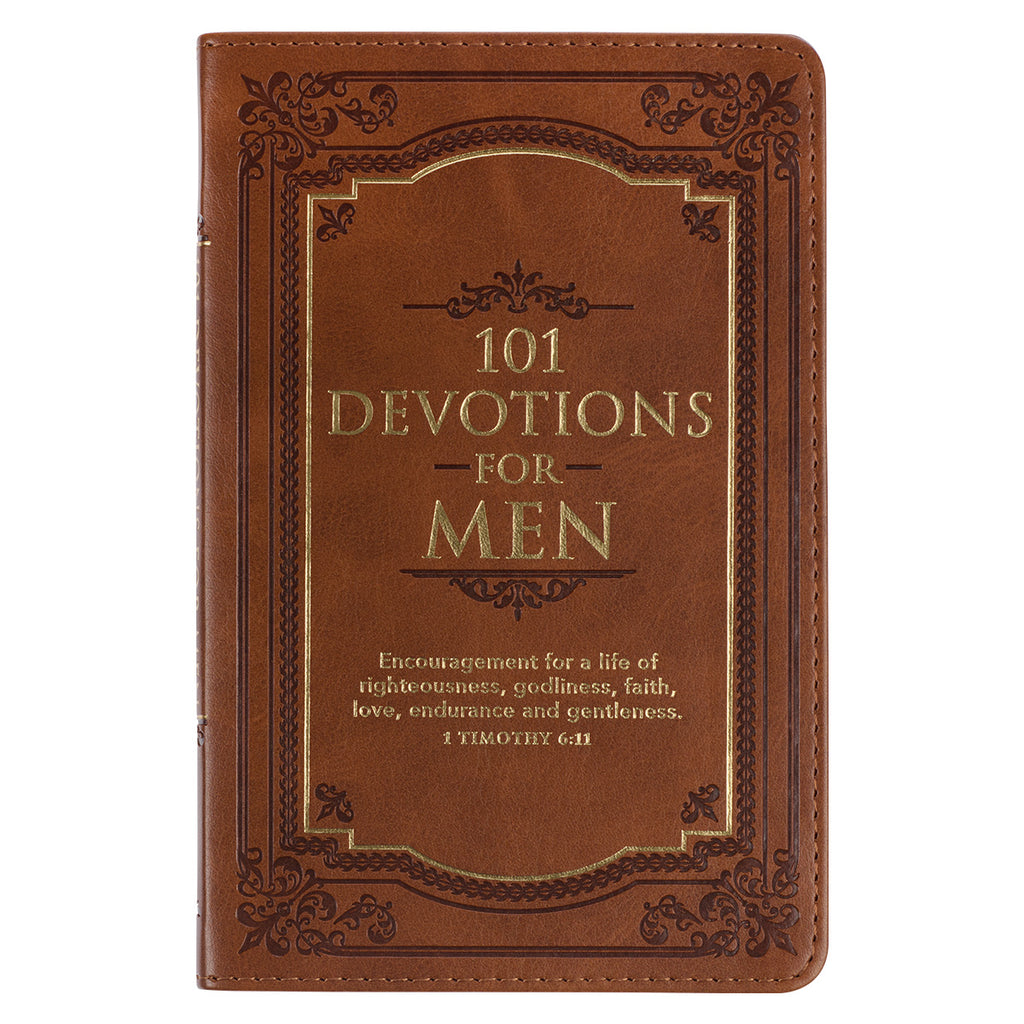 101 Devotions For Men Tawny Brown Faux Leather Devotional