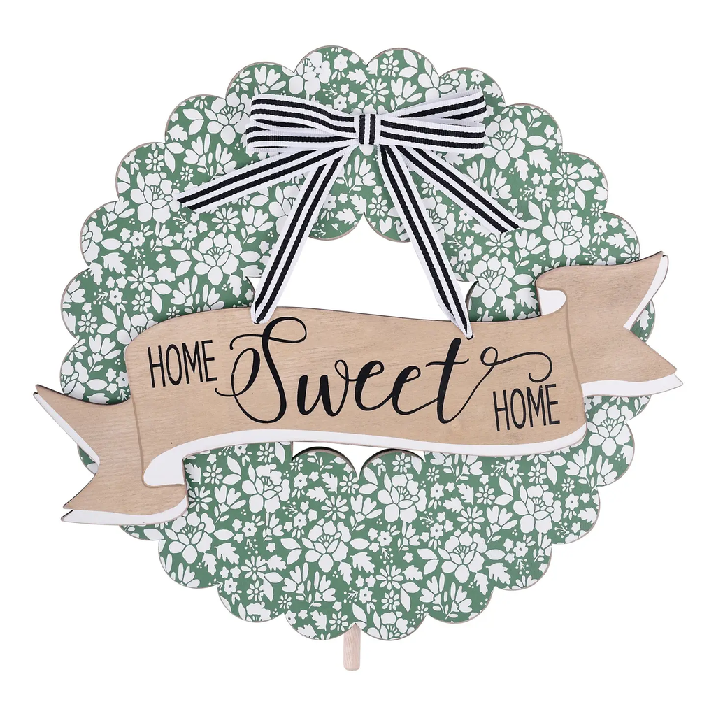 Home Sweet Home Floral Wreath - Welcome Board Topper