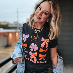 All You Need Is Love Coral Bows Tee