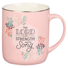 Mug White/Pink Leaves the Lord Is My Strength