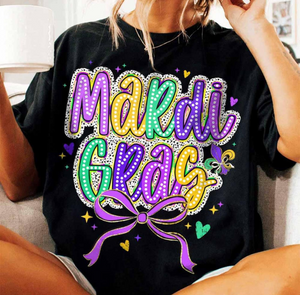 PREORDER Mardi Gras Bold Bow Dotted Tee or Sweatshirt