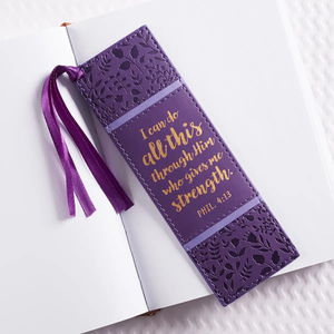 I Can Do All This Purple Faux Leather Bookmark