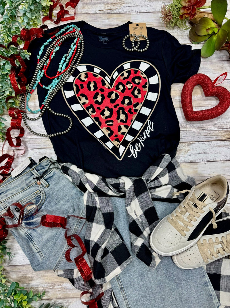 Be Kind Leopard Heart Tee