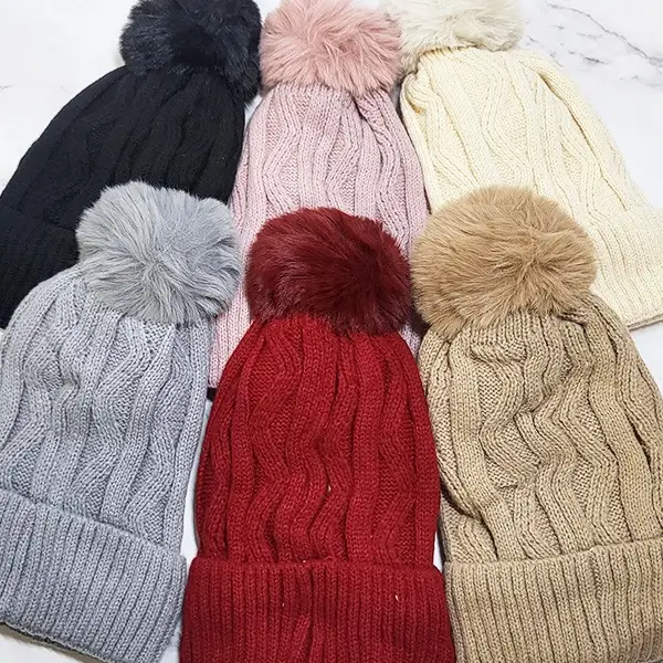 Double Layer Pom Pom Classic Beanie