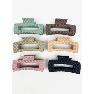 Matte Embossed Rectangle Hair Claw Clip