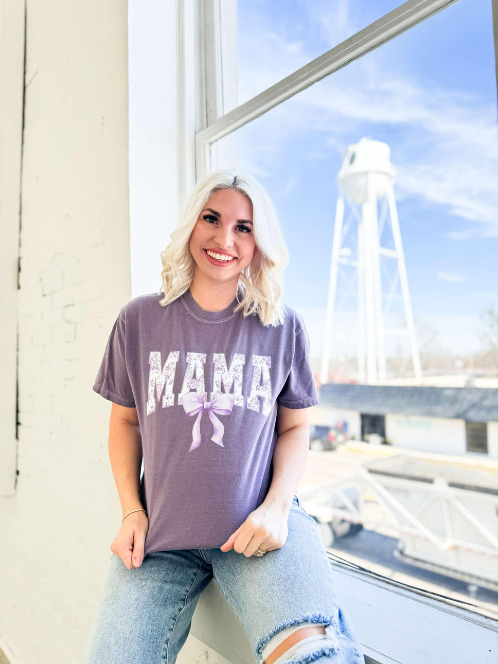 PREORDER Purple Mama Bow Comfort Colors Tee