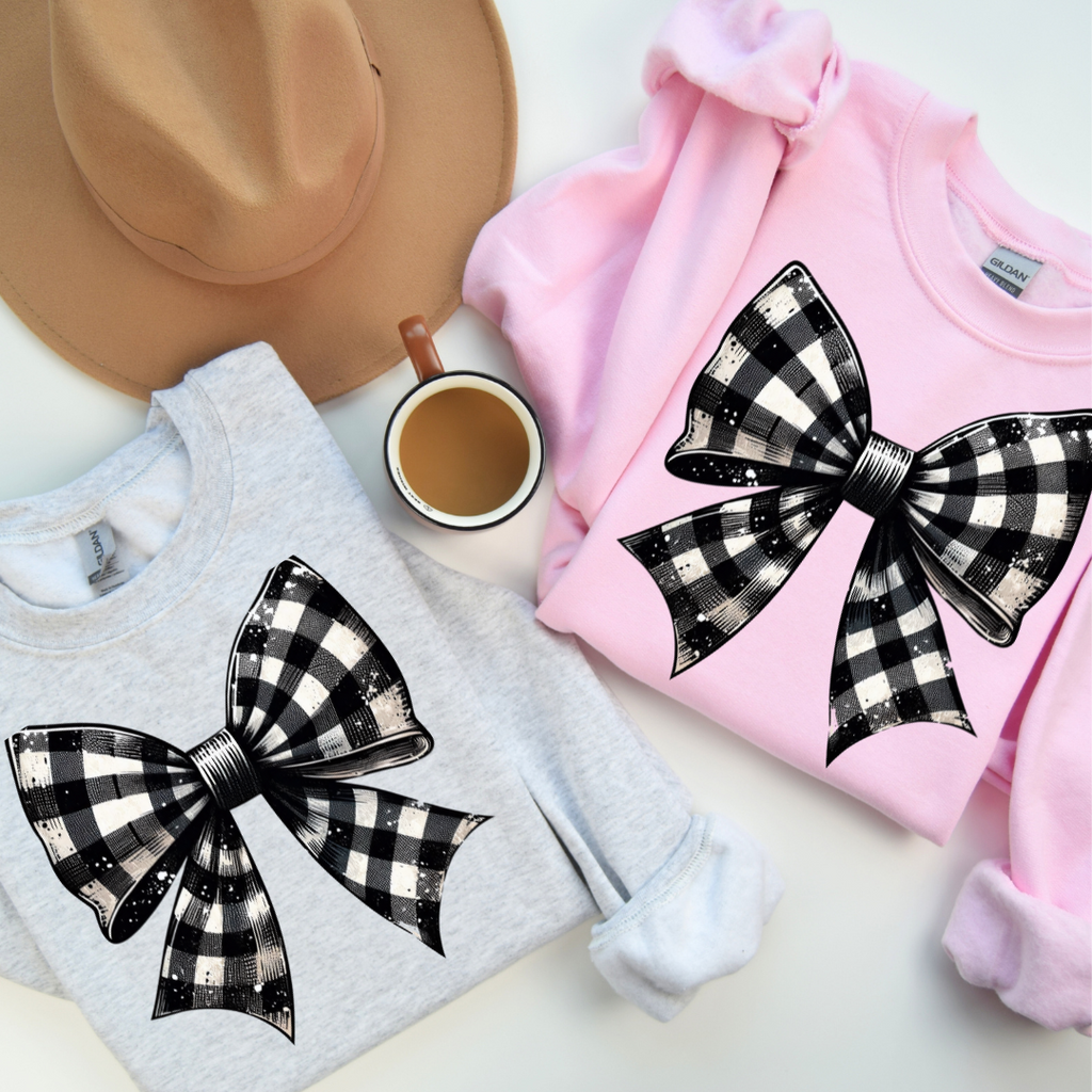 PREORDER Black Checkered Bow Sweatshirt