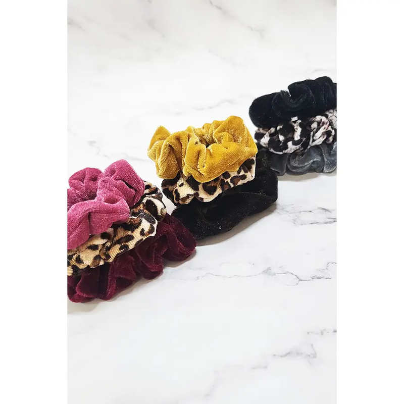 Leopard Velvet Scrunchie Set