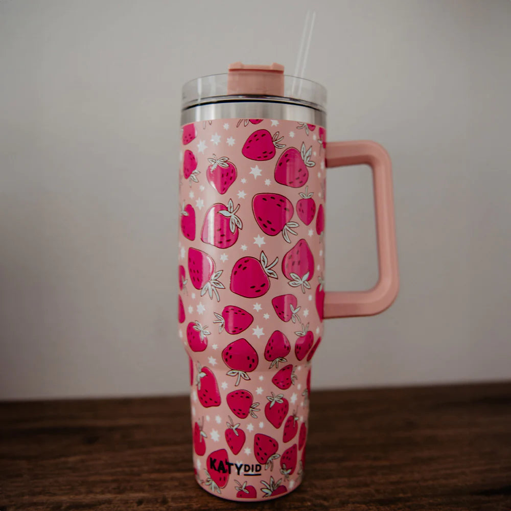 Strawberry Tumbler with Handle 40oz