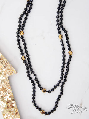 Curious Crystals Leopard Shamballa Bead 60" Beaded Necklace