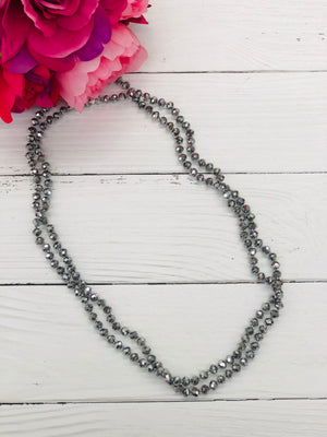 Silver - Beaded Necklace 60"