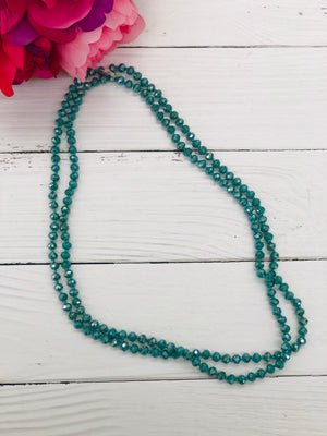 Teal - Beaded Necklace 60"