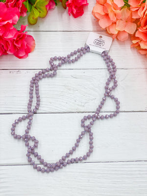 Wisteria Crystal Lavender - Beaded Necklace 60"