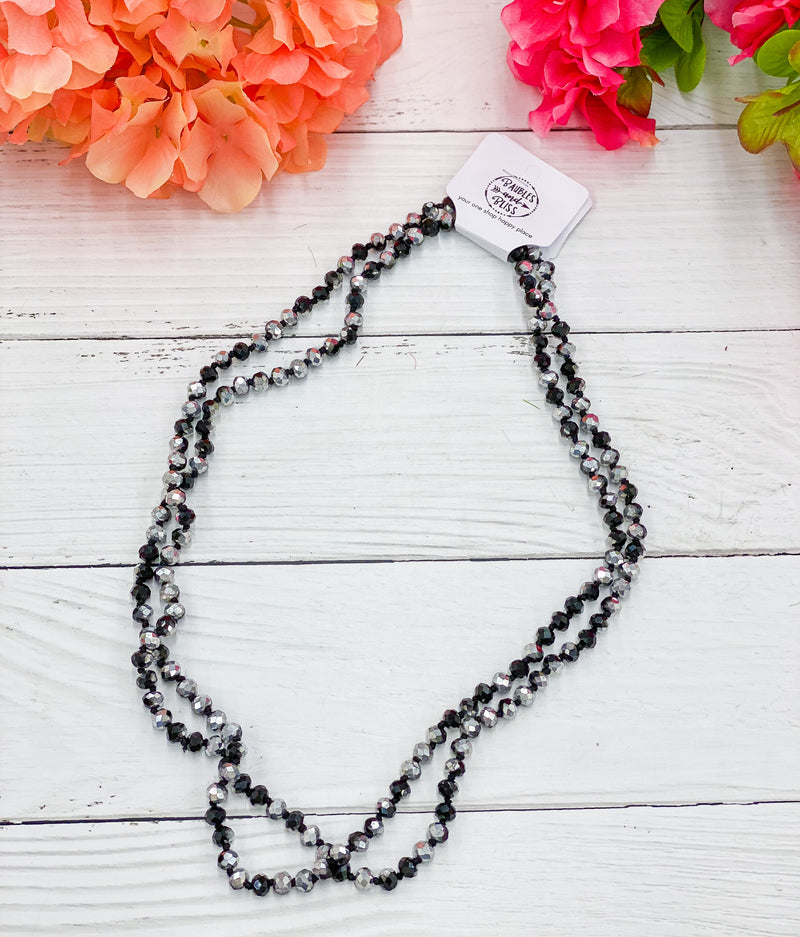 Starry Night Black & Silver - Beaded Necklace 60