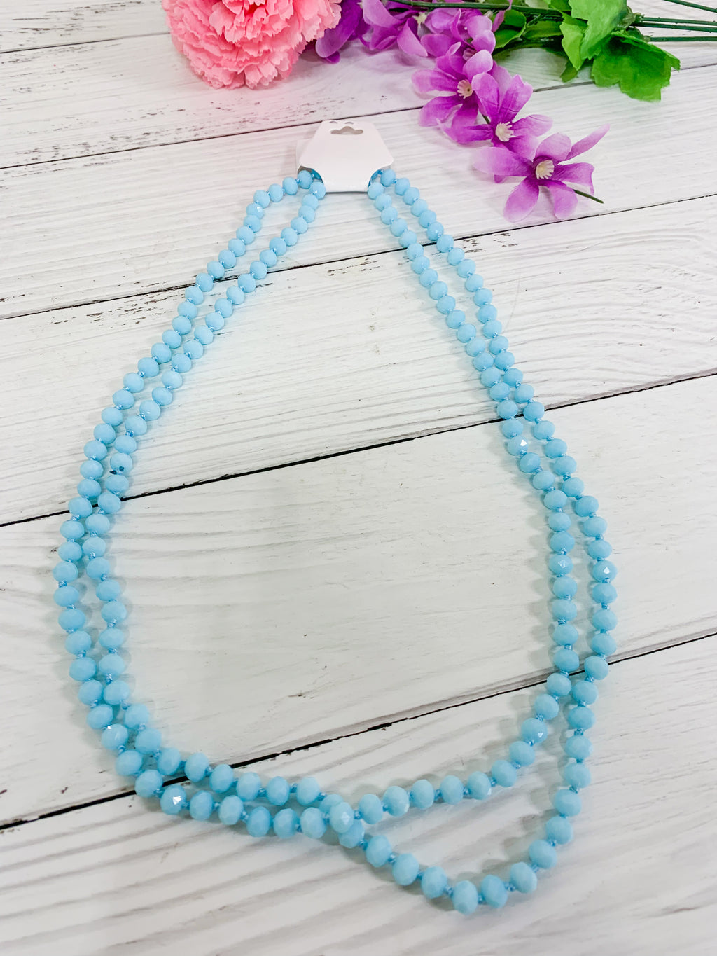 Blue Skies  - Beaded Necklace 60"
