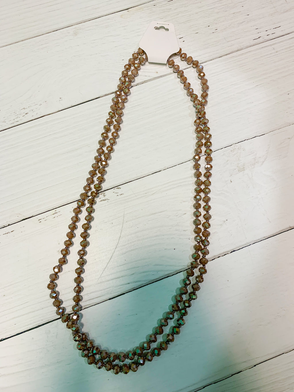 Taupe - Beaded Necklace 60"