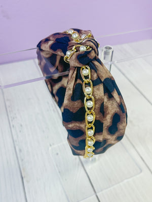 A Bit Boujee Leopard Chain Headband