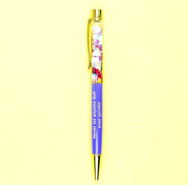 Never Dull Your Sparkle Confetti Purple Pen