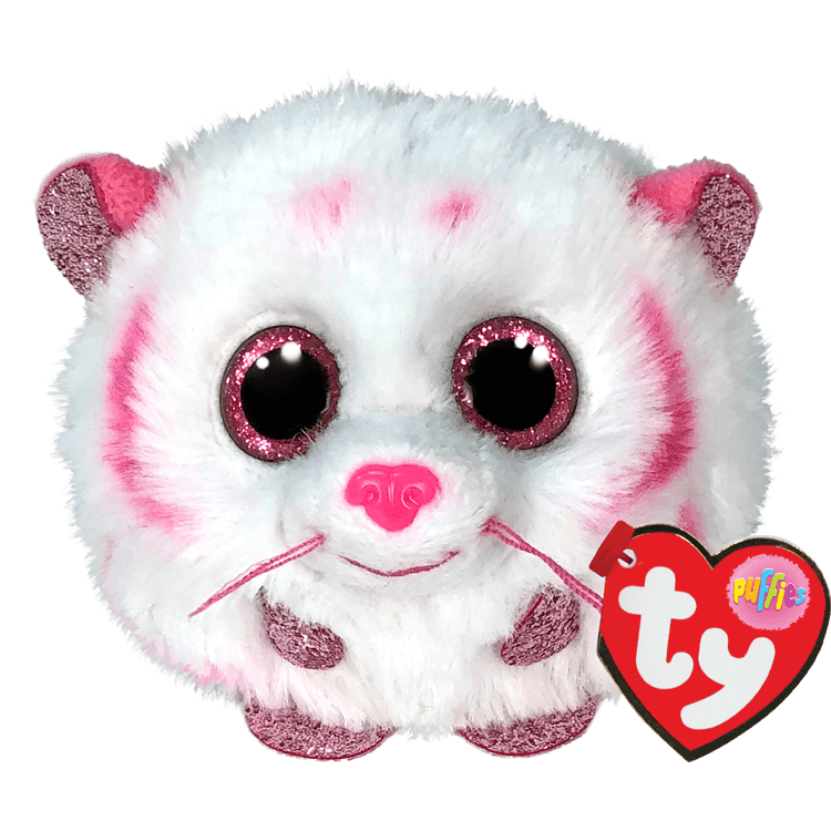 Ty Beanie Puffies - Tabor - Pink & White Tiger