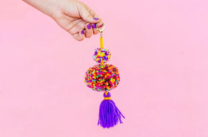 Purple Pom & Tassel Keychain